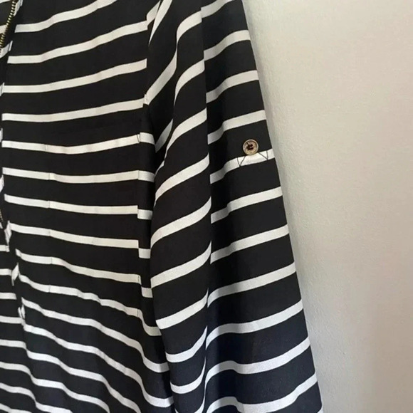 Calvin Klein Black and White Stripped Blouse - Picture 9 of 13